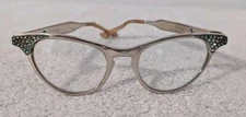 Vintage Art Craft Cateye Eyeglasses Aluminum Frames 4 - 5 Cat Eye Horn Rim