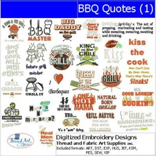 Embroidery Design Set - BBQ Quotes(1) - 27 Designs - 9 Formats - USB Stick
