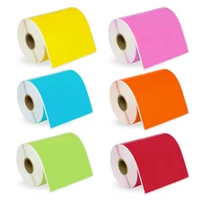 DYMO LW 1744907 SIX COLORS 4" x 6" Direct Thermal Labels (6) Rolls/220