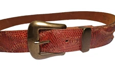 Custom - Chesnut Genuine LIZARD Handmade Belt interchangeable Buckle Set Sz 42