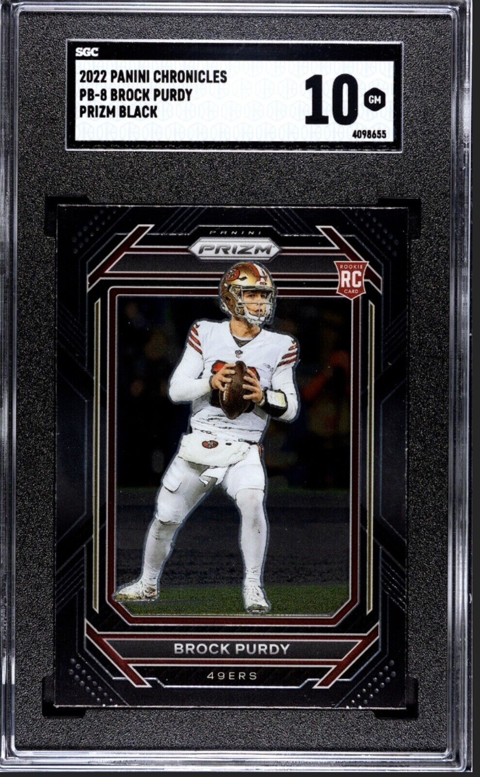 BROCK PURDY ROOKIE RC 2022 Chronicles PRIZM BLACK #PB8 SGC 10 GEM MINT