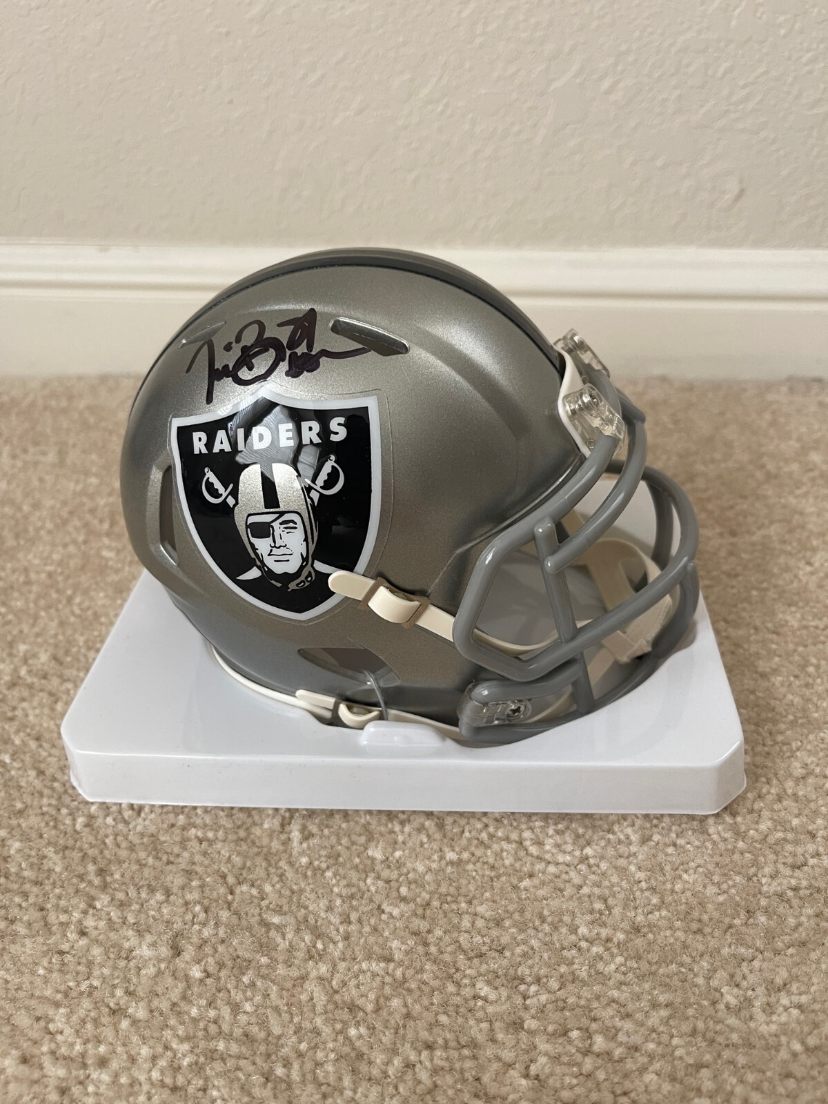 Tim Brown Autographed Signed Los Angeles Raiders Flash Mini Helmet Witness Beckett COA 