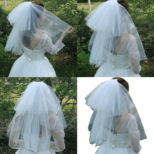 White Veil Face Veil Head Cover Mantilla Bridal Headpiece White Net Tulle Veil - Picture 2 of 8