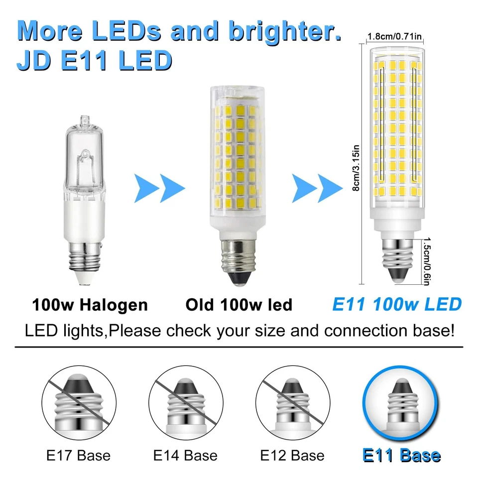 E11 LED Bulb Dimmable, JDE11 120V 100W Halogen Equivalent, 10W 1000 Lumen T3/... - Image 3 of 4