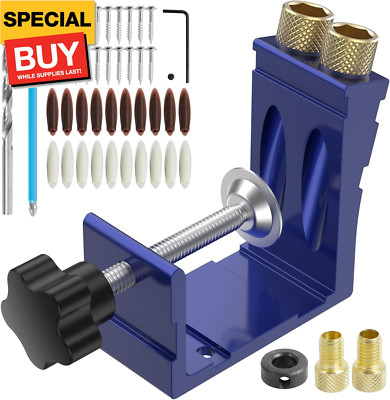 47Pcs Pocket Hole Jig Adjustable Punch Locator 15 Degree Angle Hole Drill Guide 