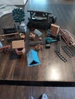 Huge Louis Marx Vintage Accessory Pieces Lot , Western Dark Brown Fence 50s 60s