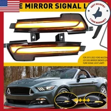 Dynamic Side LED Smoke Mirror Lens Turn Signal Light Fit Ford 2015-2023 Mustang