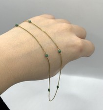 Elegant 375 Gold Necklace with Real Turquoise Beads Fine Vintage Chain Elegant