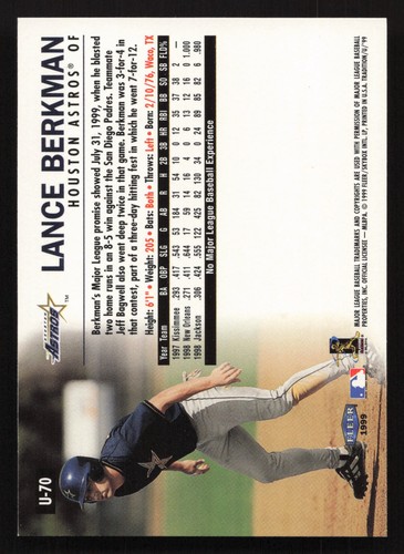 1999 Fleer Tradition Update #U-70 Lance Berkman RC Rookie Card QTY Available - Picture 2 of 2