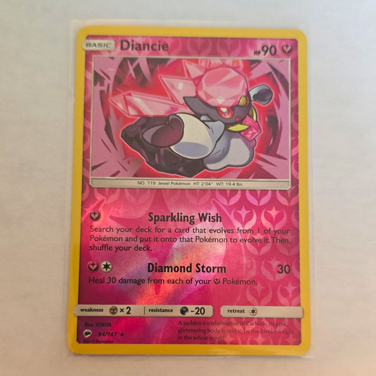 The Pokémon Company Diancie 94/147 Burning Shadows Reverse Holo 90 HP