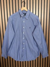 Ralph Lauren Dress Shirt 16 / 34/35 Mens Blue Oxford Long Sleeve Check Plaid