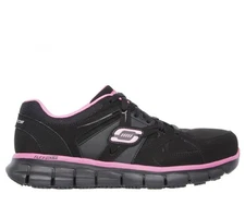 SKECHERS WORK Women's Synergy - Sandlot Alloy Toe Lace-Up Work Shoe Black/Pink -