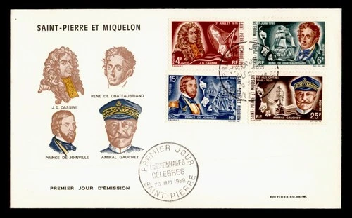 DR WHO 1968 FRENCH ST PIERRE & MIQUELON FDC SHIP CAPTAIN EXPLORER COMBO M76963