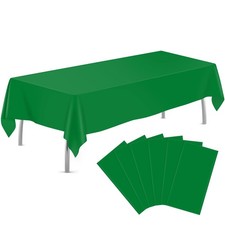 Green 6 Pack Plastic Table Cloth 54" X 108", Disposable Tablecloths Rectangle Ta