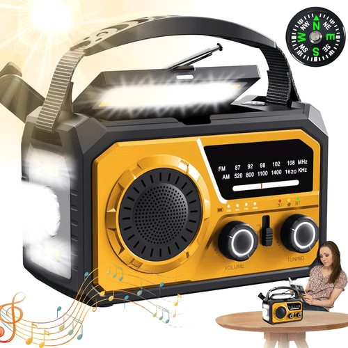 1X Emergency Crank Radio 16000mAh Solar Power Bank AM/FM  Lamp Compass - Picture 13 of 17