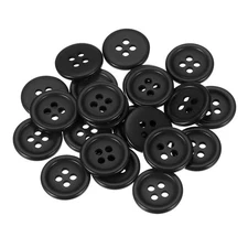 22 Pcs Resin Round Buttons for Craft, 4 Holes Sewing Snaps, Black (15mm)