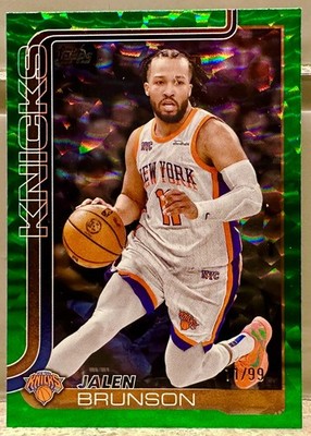 JERSEY # MATCH! 2025-26 Topps Jalen Brunson #14 Green Crackle Foil 11/99! KNICKS