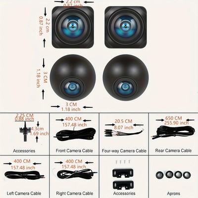4-Way Wide Angle 360° Panoramic Car Camera-1080P AHD for All-Weather Driving