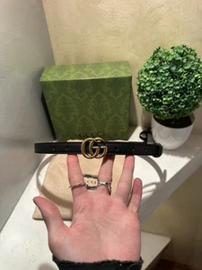 Gucci Ceinture Double Boucle G Cuir Noir Femme 90cm