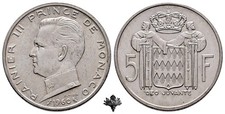 MONACO 5 francs 1960 SILVER Silbermünze Rainier III 