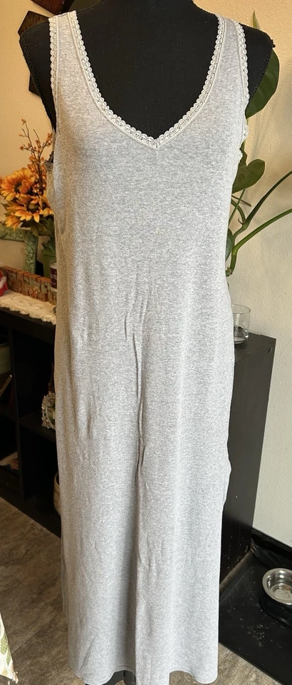 Camisón Victoria’s Secret Gris Algodón Encaje Sin Mangas De Colección Y2K (2002) Talla M Foto 2 de 4