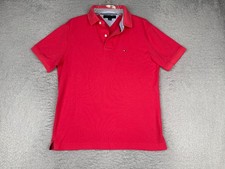 Tommy Hilfiger Polo Shirt Men Medium Pink 100 Cotton Short Sleeve