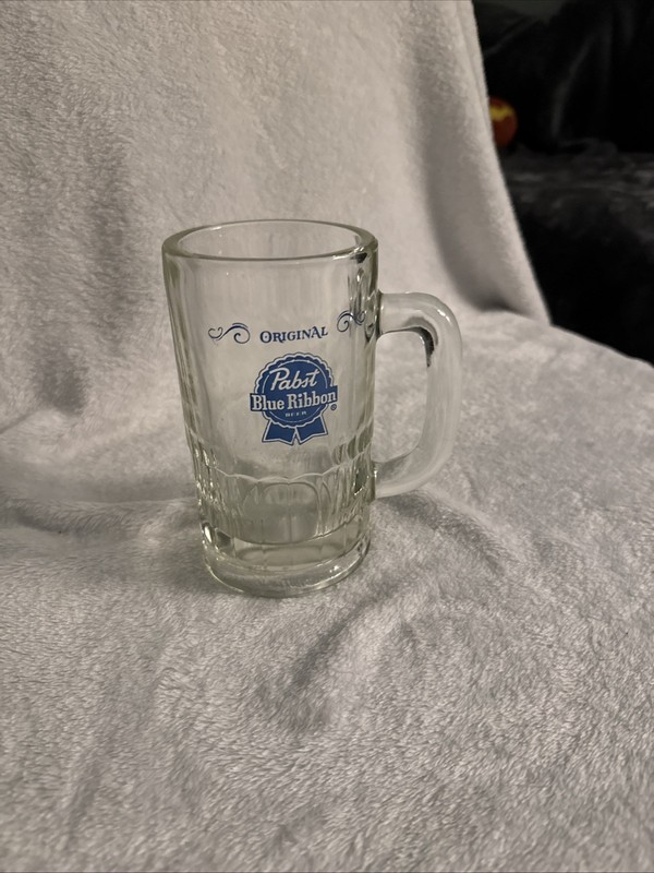 Original Pabst Blue Ribbon Glass Beer Mug