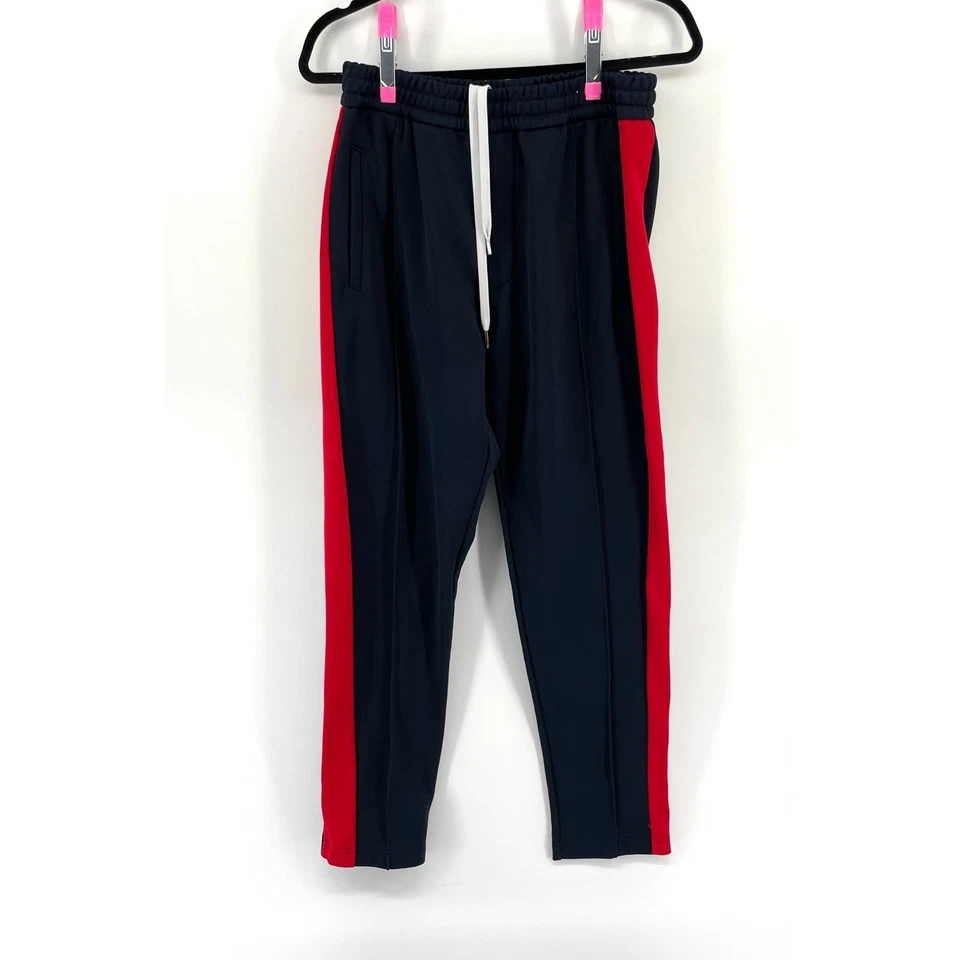 Rag & Bone Navy Red Stripe Track Pants Joggers Sweatpants Men's Medium FLAWS - Image 2 of 4