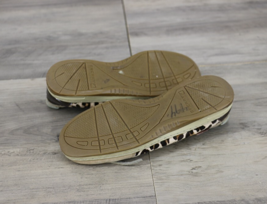 Chaussures Bateau Sperry Top-Sider Femme - Cuir Beige Léopard à Paillettes, Pointure 6.5 US