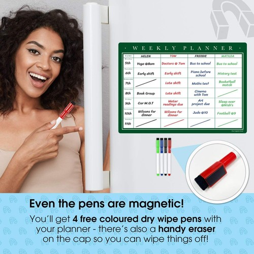 Magnetic Weekly Planner with Dry Wipe Pens and Eraser, Dry Erase Fridge Calendar - Picture 57 of 66
