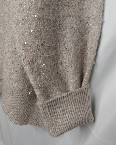Vince Kamuto Rollkragenpullover hellbraun silber Glitzer Large - Bild 5 von 8