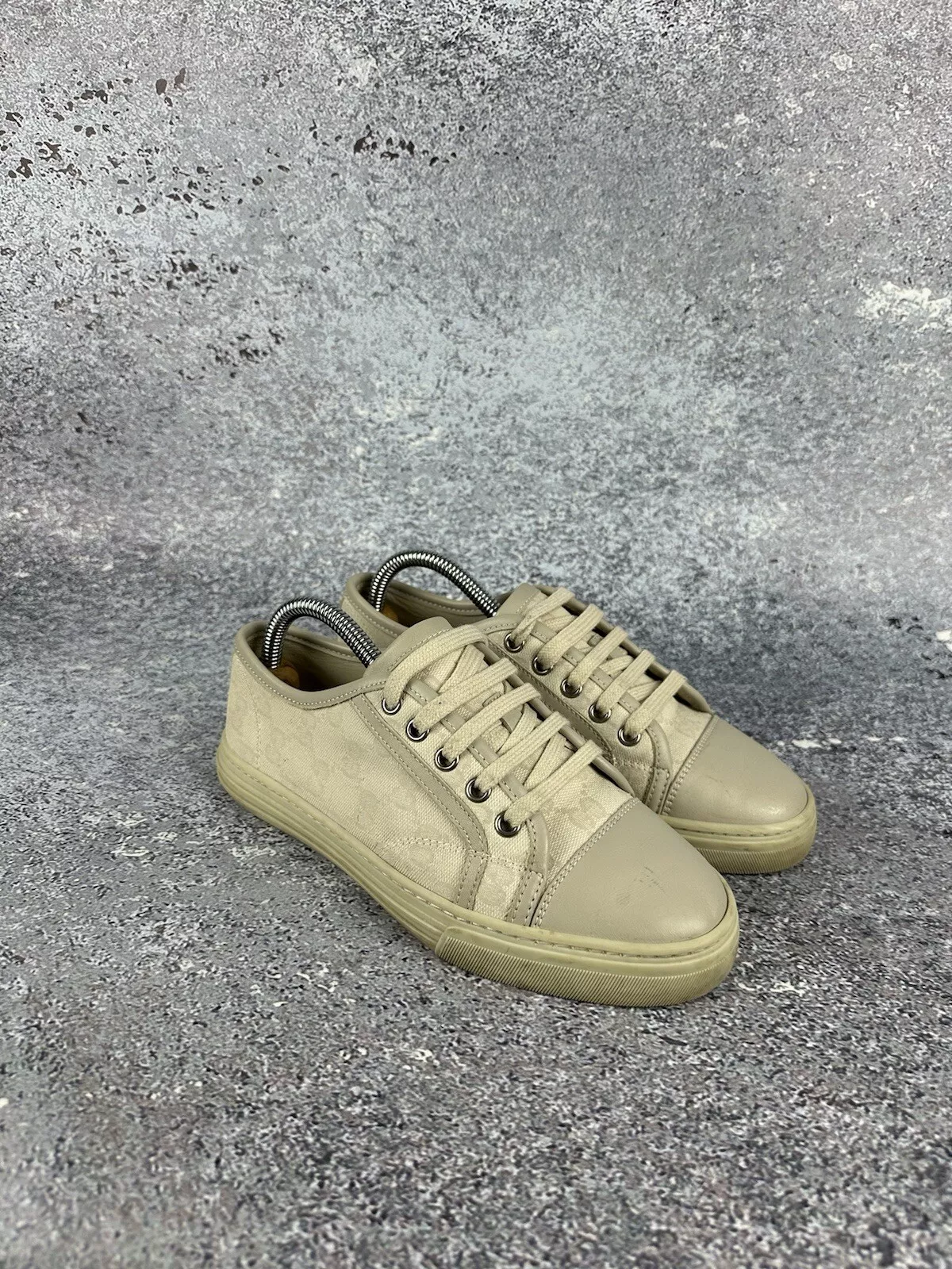 Baskets baskets escarpins Gucci GG coton toile lavée blanc crème beige EU35