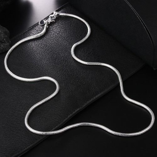 Collar de cadena de serpiente de 3 mm relleno de plata de ley 925 para mujer hombre joyería 18-24 - Imagen 5 de 6