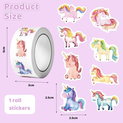 500 Stück Einhorn-Sticker, runde Einhorn-Aufkleber, Belohnungssticker mit Ein... - Bild 3 von 9