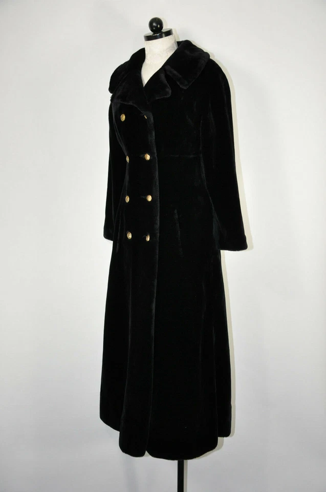 60s Vintage Glensea Black Plush Faux Fur Long Teddy Bear Duster Coat Women M - Image 4 of 4