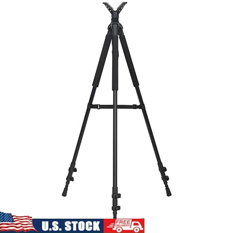Lightweight Aluminum Shooting Stick Stand Tripod Height Adjustable 3-In-1 Black