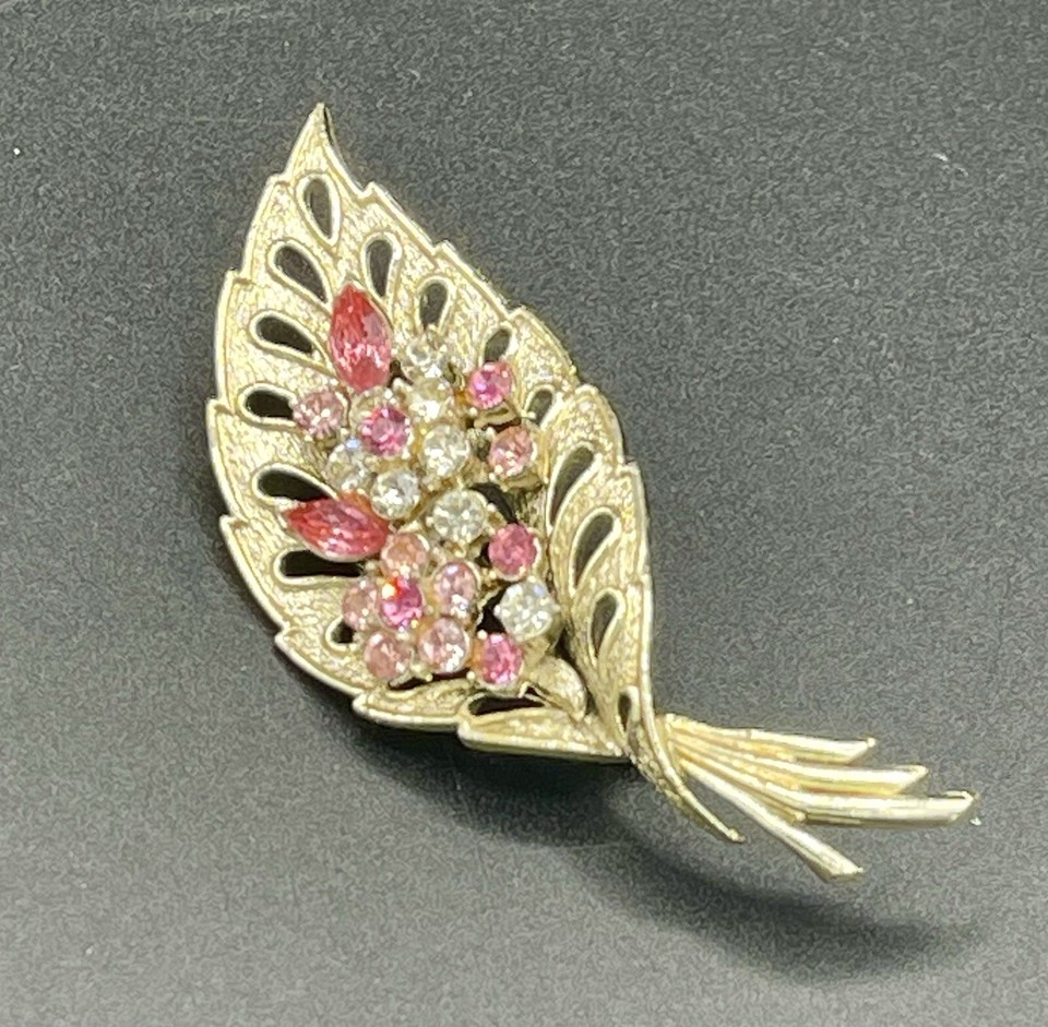 Alilang Peacock Feather Brooch Pin – Antique Golden Tone With Shiny Rhinestones For Wedding Or Bridal