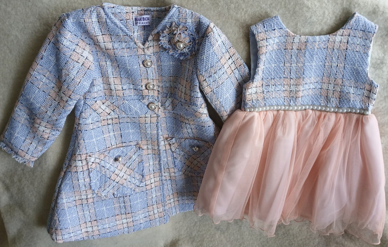 BLUEBERI BOULEVARD PINK*BLUE*WHITE PLAID COAT & DRESS-CHILD SIZE 6-NEW WITH TAGS