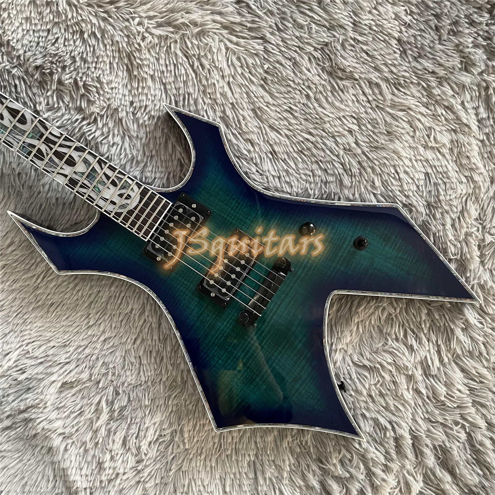 BC Warlock Extreme Electric Guitar Blue Flame Top Basswood Body Solid