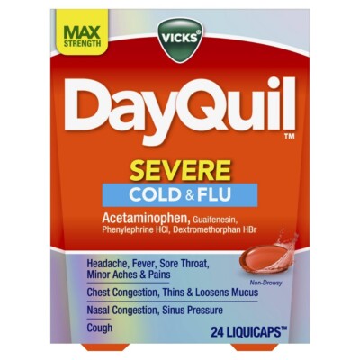 Vicks Dayquil Daytime Severe Cough Cold & Flu Relief LiquiCaps Max Strength 24ct