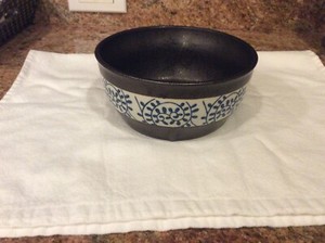 Japanese Tea Ceremony 6.25” Bowl with Blue & White Porcelain Ring