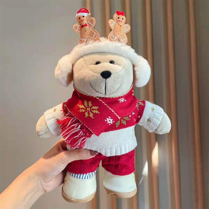 New 2021 Starbucks China Marry Christmas Gingerbread Man Warm Plush Bear