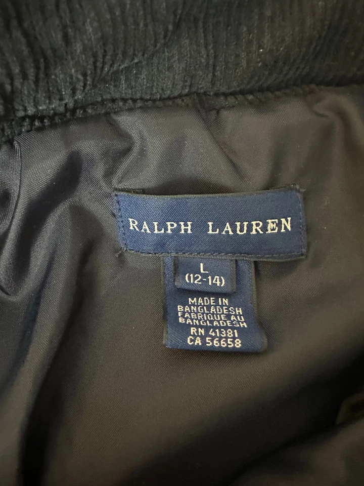 POLO RALPH LAUREN navy blue diamond quilted full zip jacket Girl's L 12 - 14 - Image 3 of 4