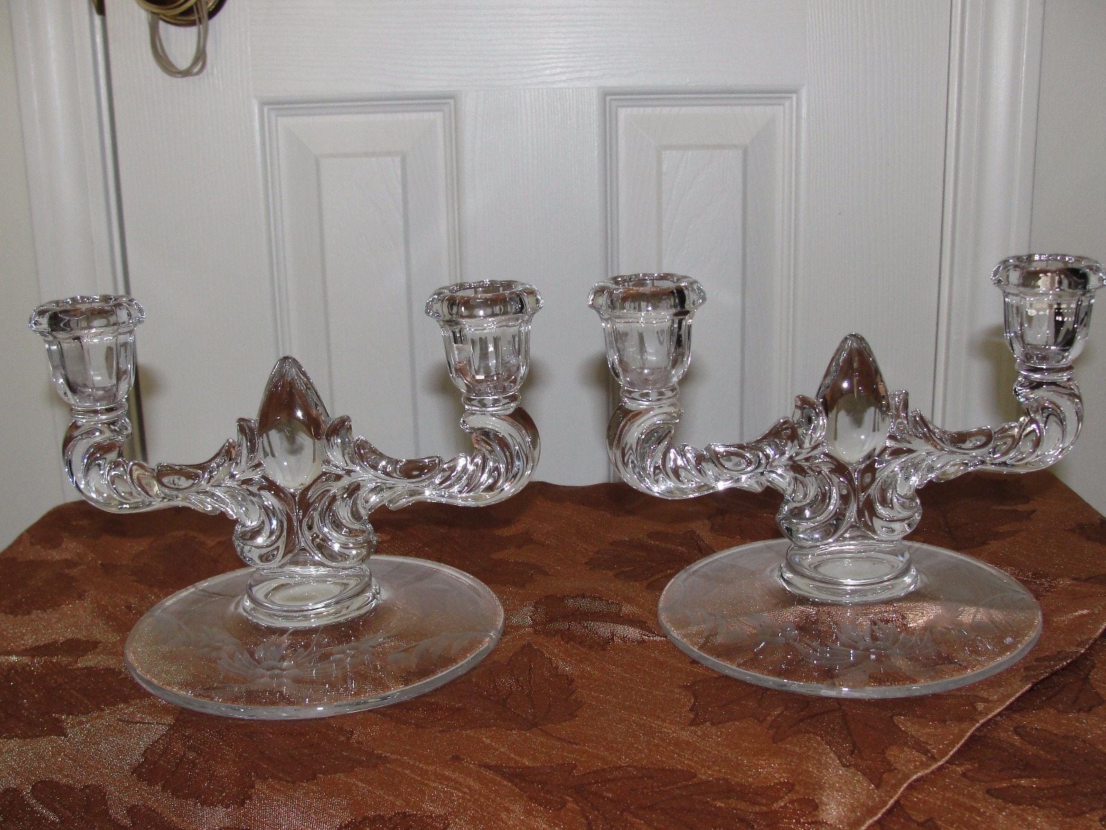Pair of Vintage Glass Candle Holders eBay