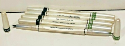 NABI RETRACTABLE PROFESSIONAL DUO EYELINER BLACK AND AE12 LIME GREEN SET OF 5 