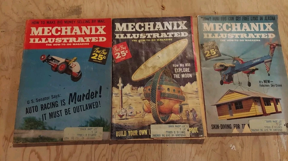 54 x винтажный 1950-х 60-х 70-х популярная механика/наука Mechanix иллюстрированные журналы - Изображение 2 из 4