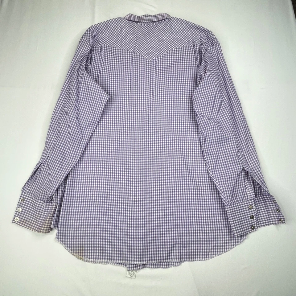 Рубашка мужская H Bar C 35/17,5 фиолетовая западная с длинным хвостом жемчужная на пуговицах - Изображение 3 из 4