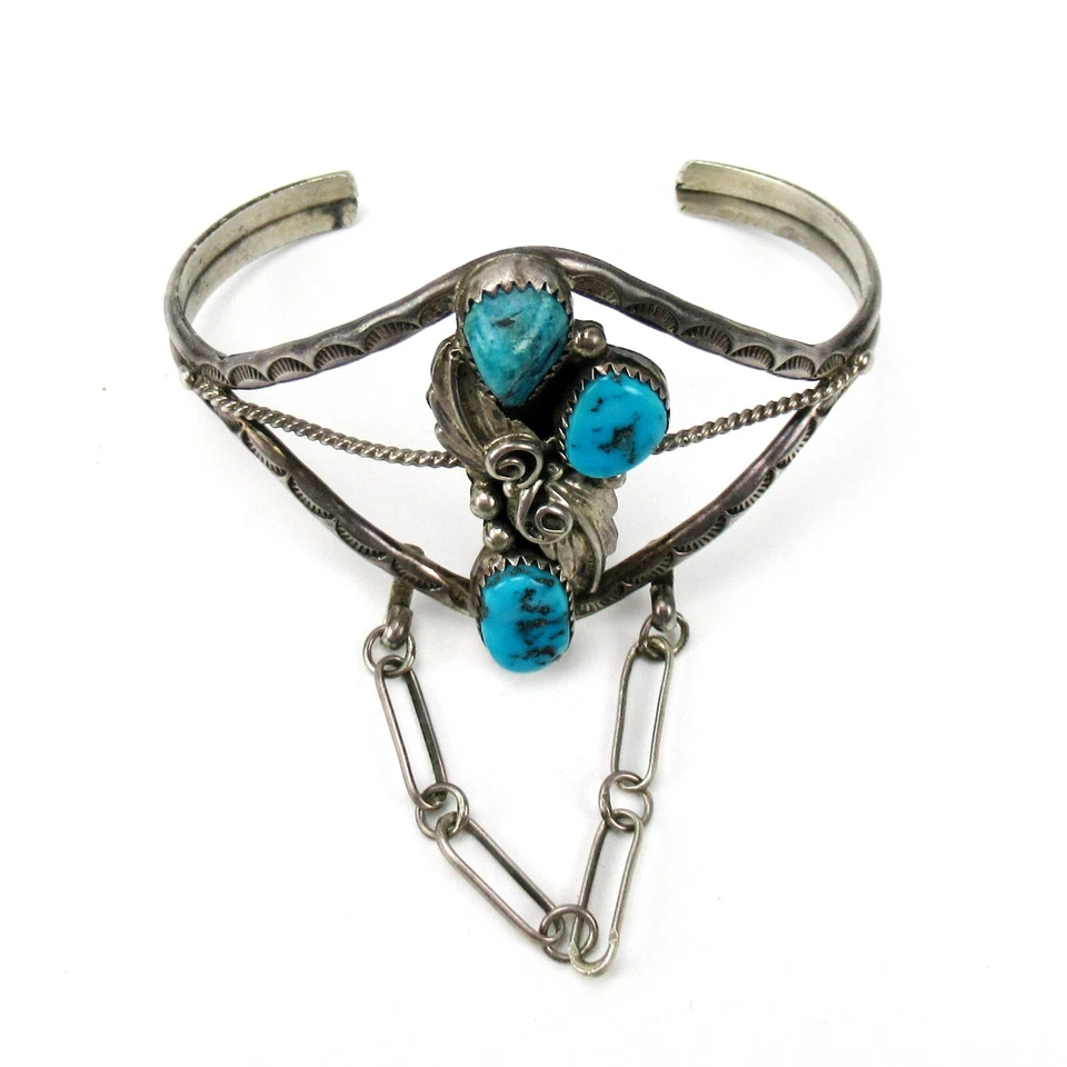 Hopi / Navajo Armreif 925 Sterling Silber Türkis Native American Silver Bracelet - Bild 2 von 4