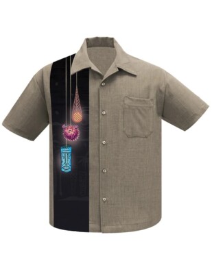 Steady Clothing Tiki Lights Herb Rockabilly Bowling Button Down Shirt ST35472