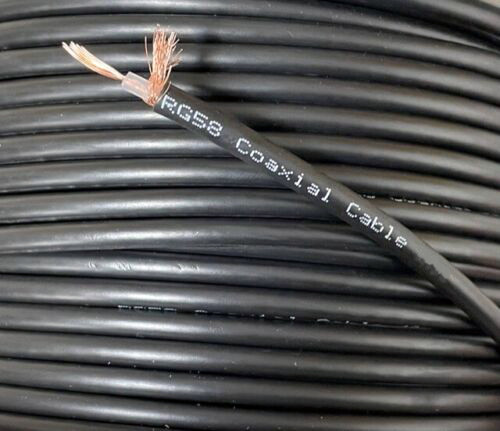 50m Black RG58 50 Ohm Stranded Coax / Coaxial Cable CB Radio Ham Aerial etc